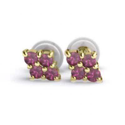 ピアス ルビー 18金イエローゴールド 7月の誕生石の画像