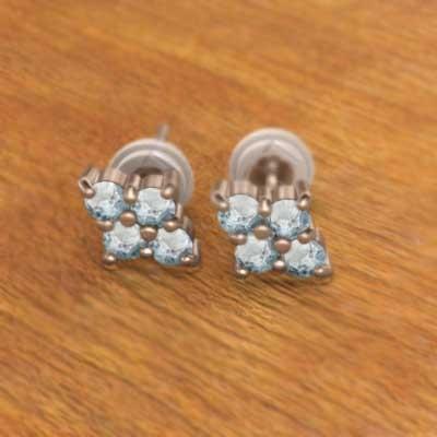 アクアマリン ジュエリーピアス 3月誕生石 k18ピンクゴールドの画像