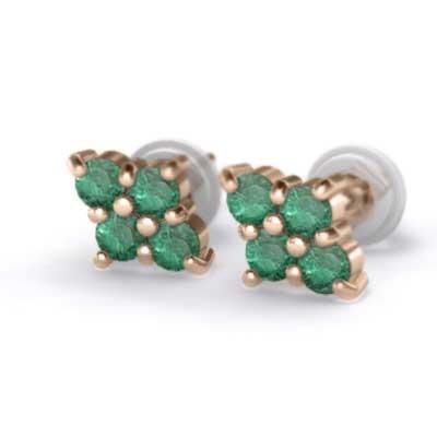 k18ピンクゴールド ジュエリーピアス エメラルド 5月の誕生石の画像