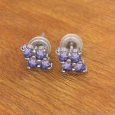 ジュエリーピアス k18ホワイトゴールド 2月の誕生石 アメジストの画像