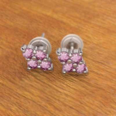 ピアス 10月の誕生石 Pt900 ピンクトルマリンの画像