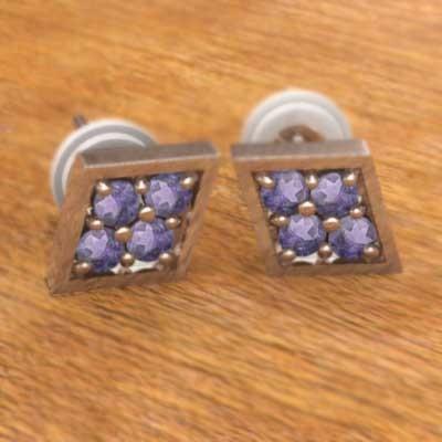 ピアス 2月の誕生石 アメシスト(紫水晶) k18ピンクゴールドの画像