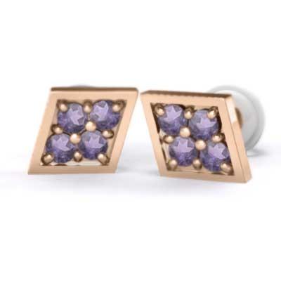 ピアス 2月の誕生石 アメシスト(紫水晶) k18ピンクゴールドの画像