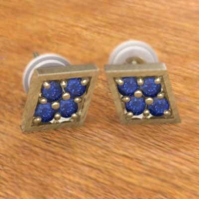 9月の誕生石 K18 ピアス サファイアの画像