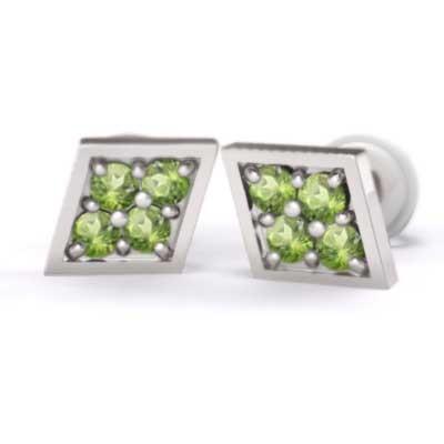 ピアス 8月の誕生石 Pt900 ペリドットの画像