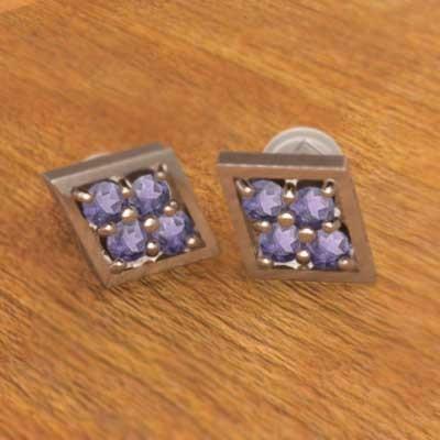 ピアス 18金ピンクゴールド アメジスト(紫水晶) 2月の誕生石の画像