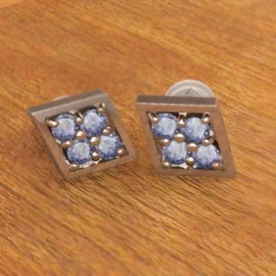 12月の誕生石 タンザナイト ピアス 18金ピンクゴールドの画像