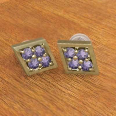 k18イエローゴールド 2月誕生石 ピアス アメシスト(紫水晶)の画像