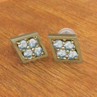 18金イエローゴールド 3月の誕生石 ジュエリーピアス アクアマリンの画像