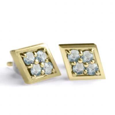 18金イエローゴールド 3月の誕生石 ジュエリーピアス アクアマリンの画像