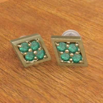 5月の誕生石 ピアス エメラルド k18イエローゴールドの画像