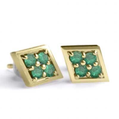 5月の誕生石 ピアス エメラルド k18イエローゴールドの画像