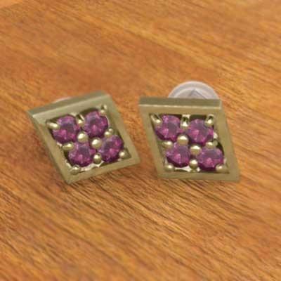 ルビー 7月の誕生石 ジュエリーピアス k18イエローゴールドの画像