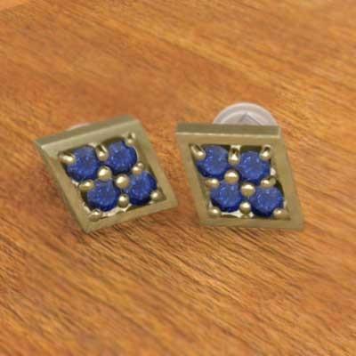 ジュエリーピアス サファイア 9月の誕生石 k18イエローゴールドの画像