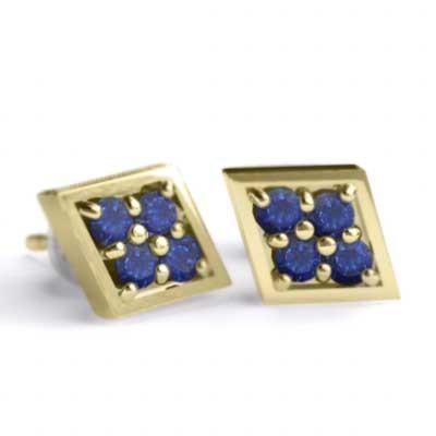 ジュエリーピアス サファイア 9月の誕生石 k18イエローゴールドの画像