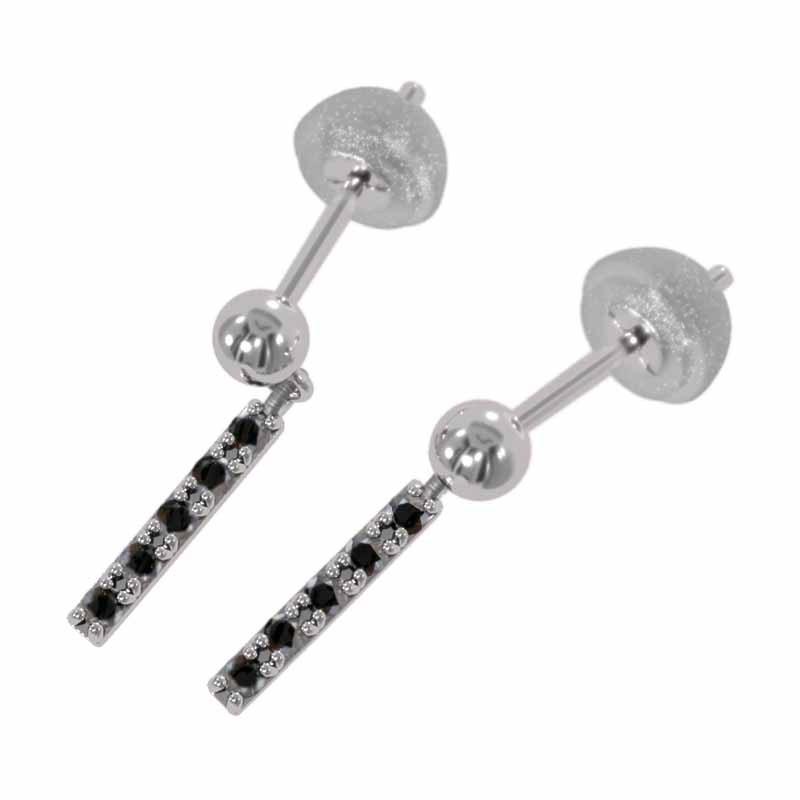 ペア ピアス プレート 5ストーン ブラックダイヤモンド プラチナ900 4月誕生石 キャッチ付 中サイズ