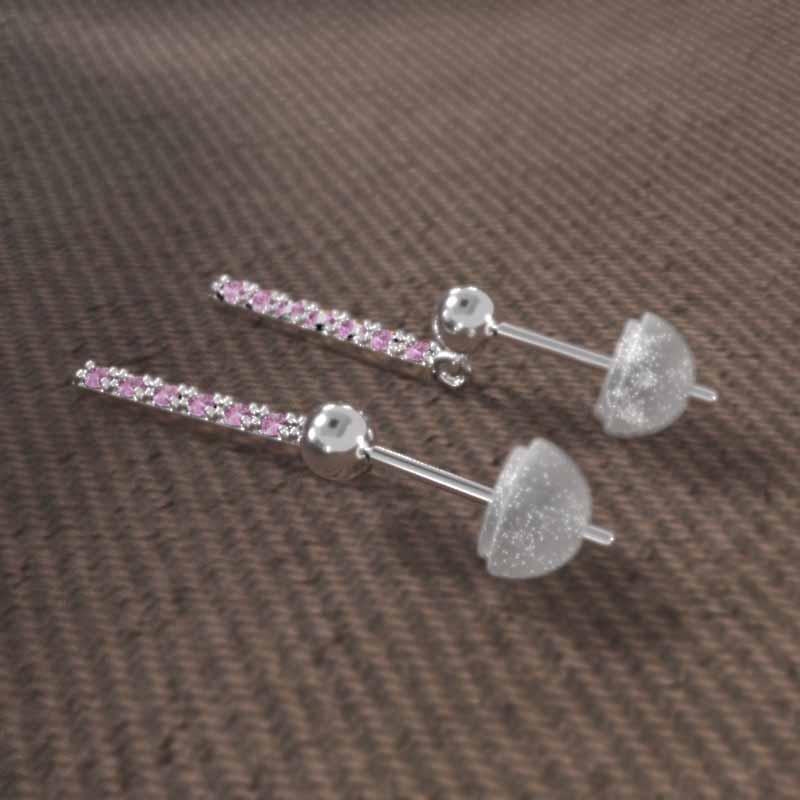Pt900 ピンクサファイヤ ピアス 大サイズ 9月の誕生石 プレートの画像