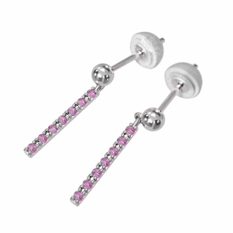 Pt900 ピンクサファイヤ ピアス 大サイズ 9月の誕生石 プレートの画像