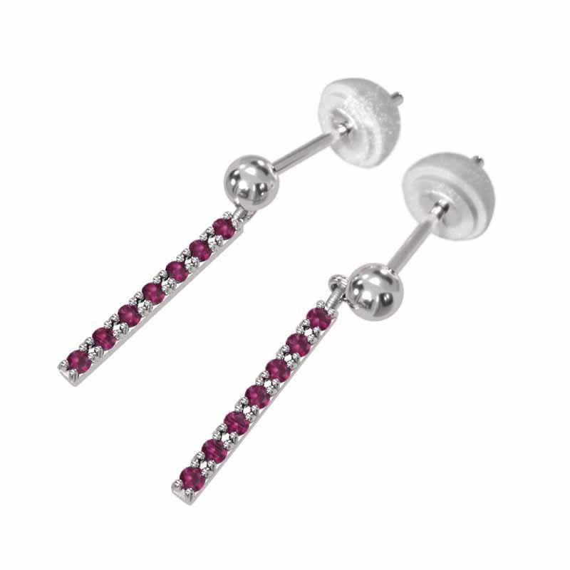 プラチナ900 大サイズ ルビー ジュエリーピアス 7月の誕生石 プレートの画像