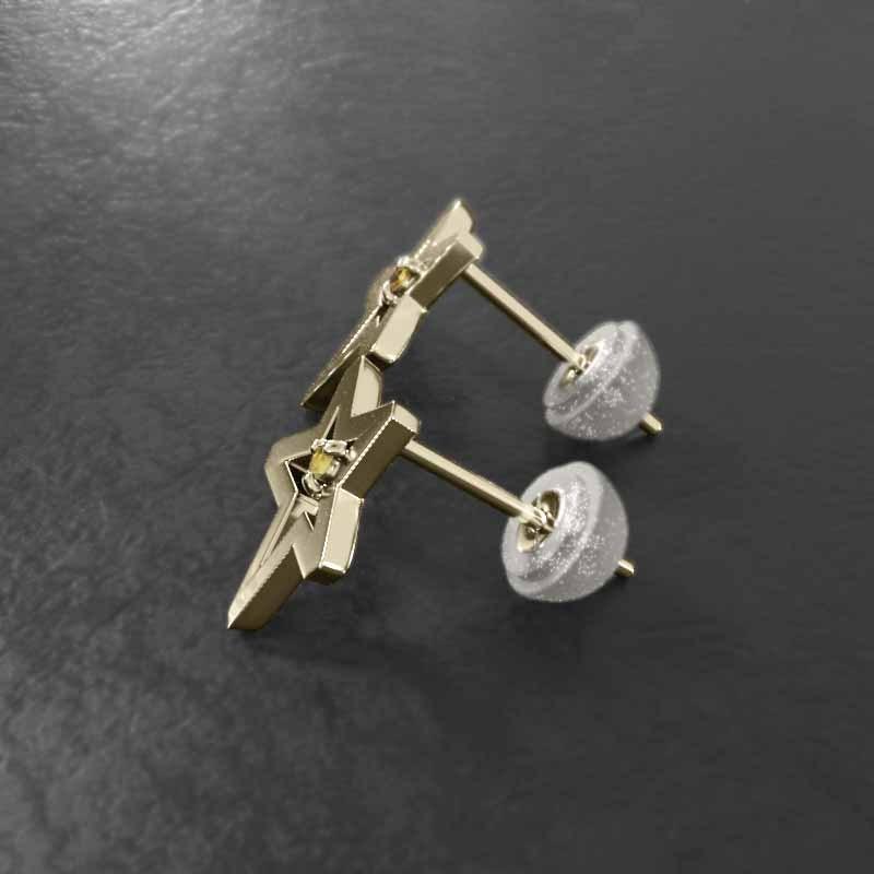 ジュエリーピアス 小サイズ スター 18金イエローゴールド 一粒石 11月誕生石 シトリントパーズの画像