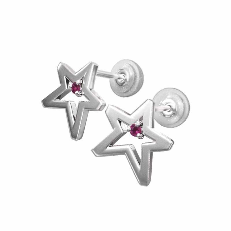 ピアス スター ルビー 小サイズ プラチナ900 7月誕生石 一粒石の画像