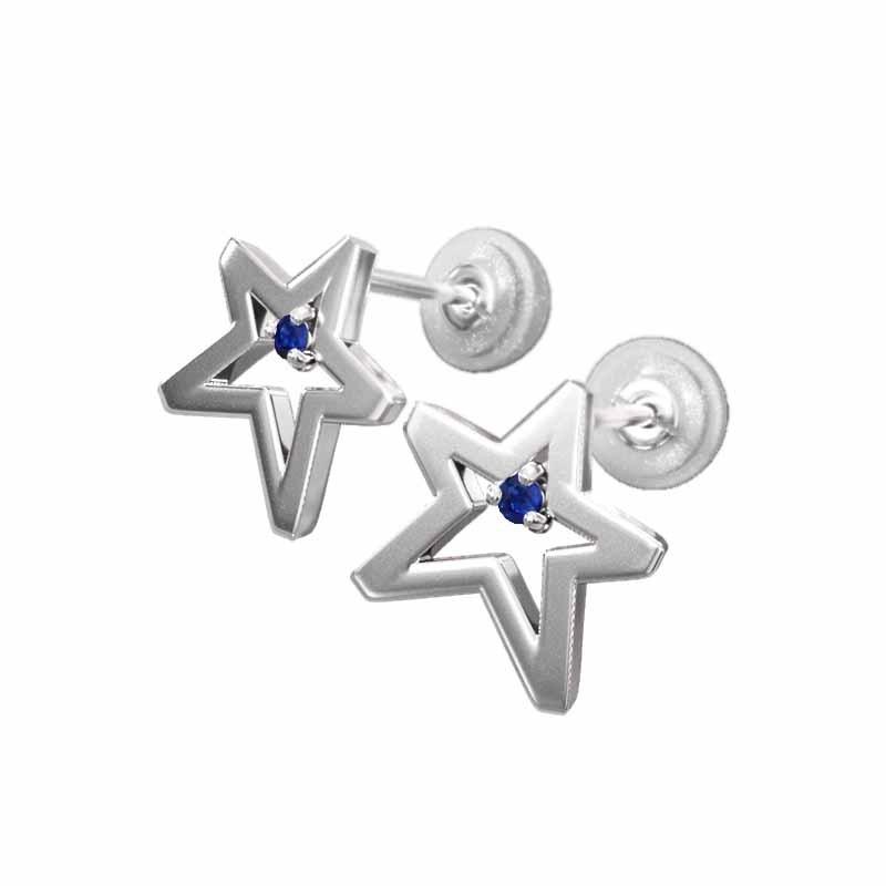 ピアス サファイア(青) スター 一粒石 9月誕生石 Pt900 小サイズの画像