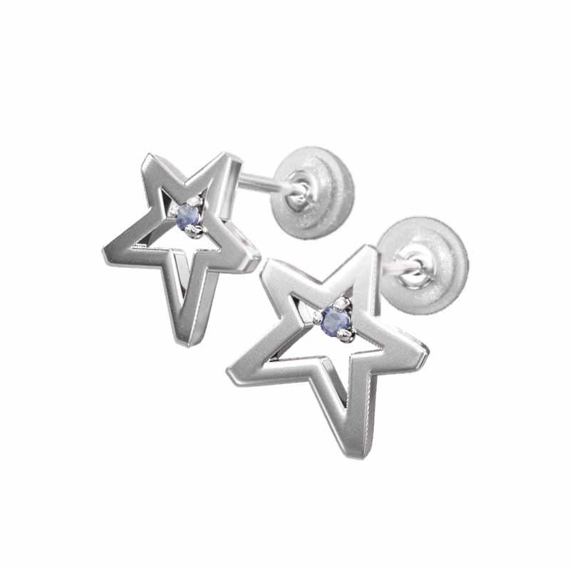 タンザナイト 小サイズ スター プラチナ900 12月誕生石 ジュエリーピアス 一粒石の画像