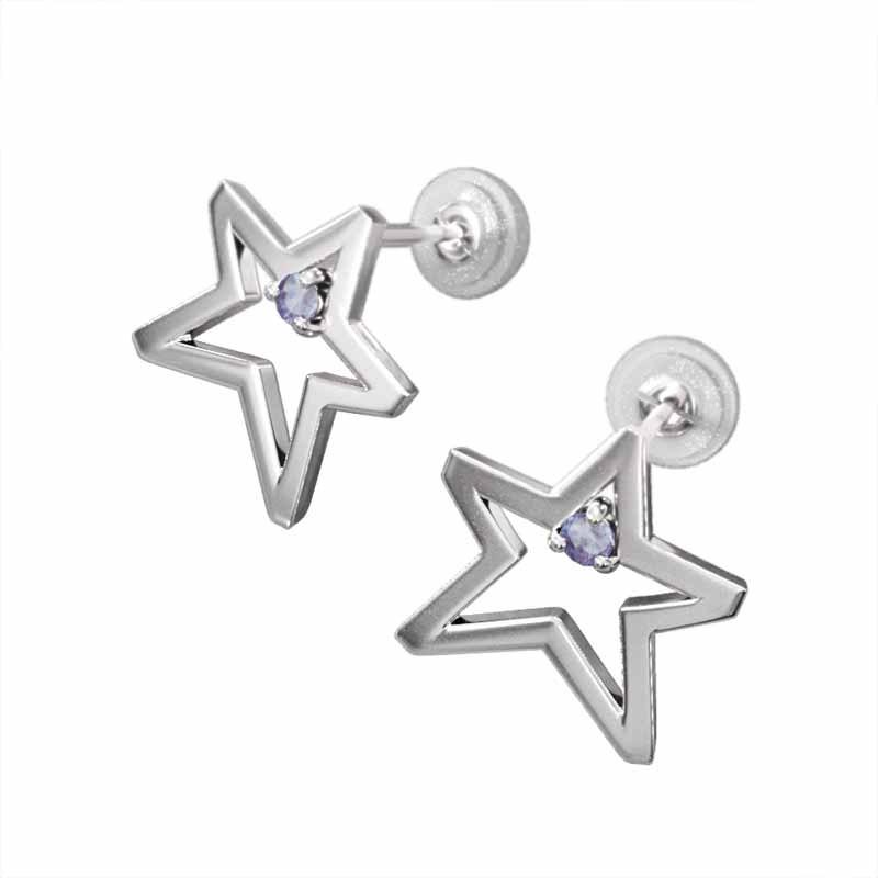 スター 一粒石 Pt900 12月誕生石 中サイズ ピアス タンザナイトの画像