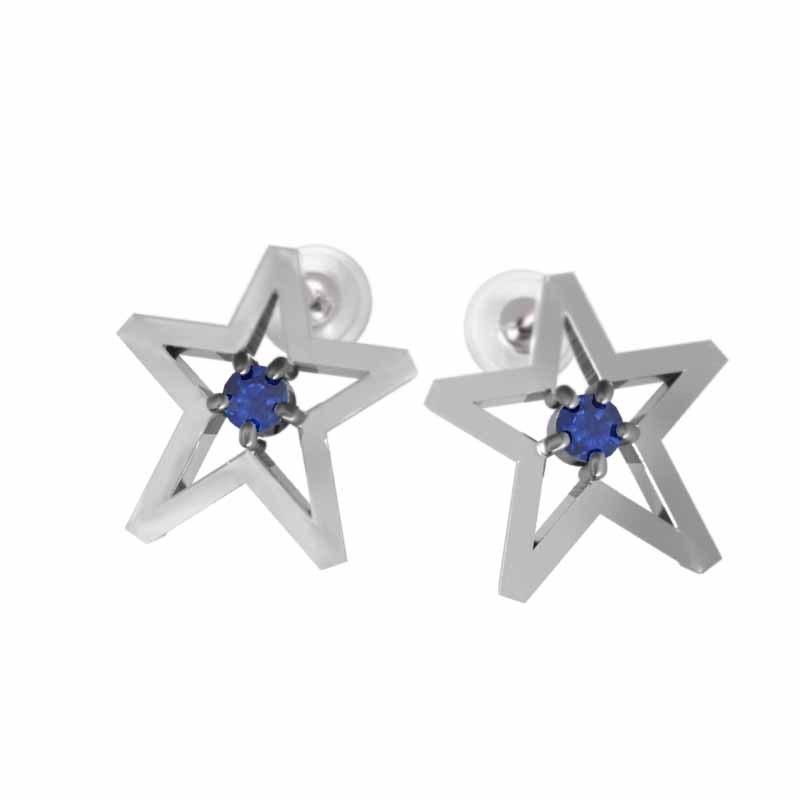スタージュエリー ブルーサファイアピアス K18ホワイトゴールド