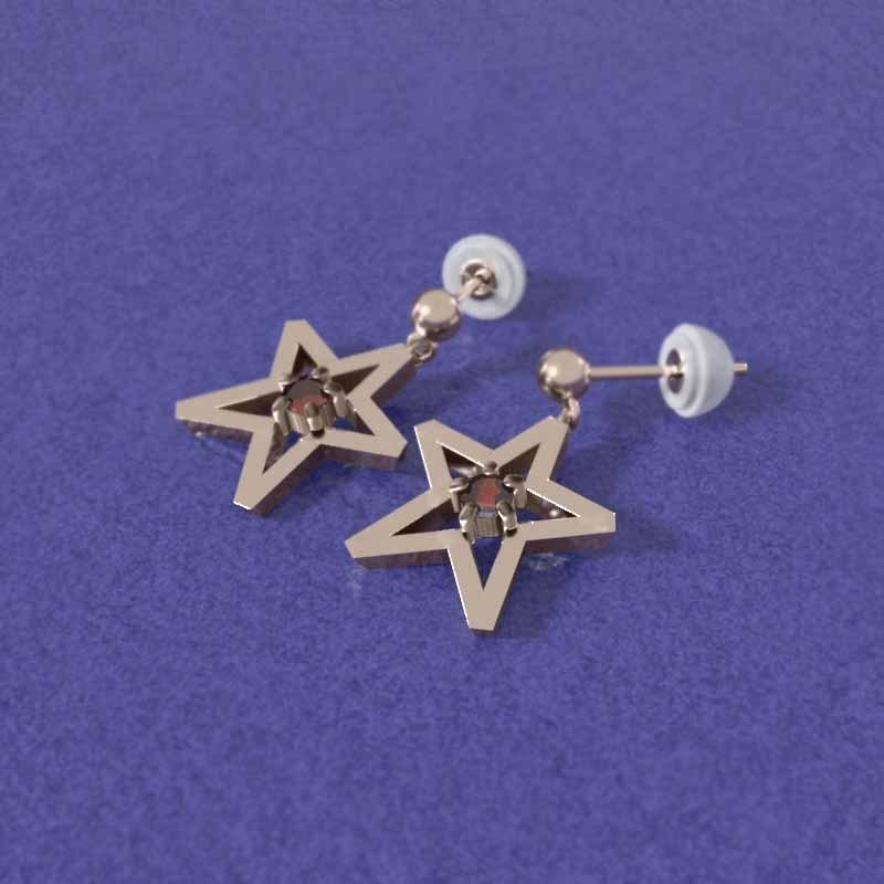 1月誕生石 ジュエリーピアス ガーネット 18金ピンクゴールド スター 一粒石 中サイズの画像