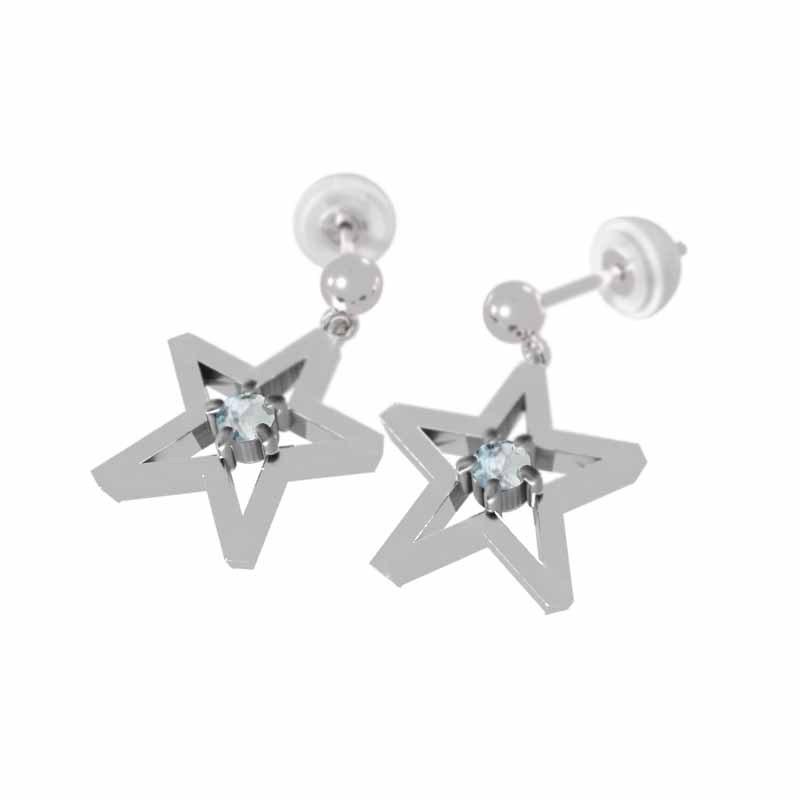 ピアス スター アクアマリン 一粒石 3月の誕生石 中サイズ Pt900の画像