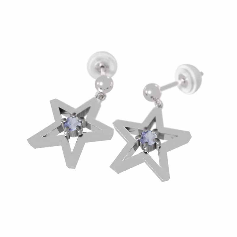 Pt900 タンザナイト 12月の誕生石 一粒石 ジュエリーピアス 中サイズ スターの画像