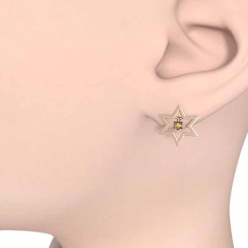 11月の誕生石 スター 六芒星 ジュエリーピアス ピンクゴールドk18 シトリン(黄水晶) 小サイズ 一粒石の画像
