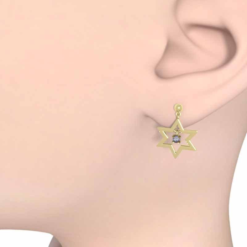 小サイズ 一粒石 k18 12月の誕生石 スター ジュエリーピアス タンザナイト 六芒星の画像