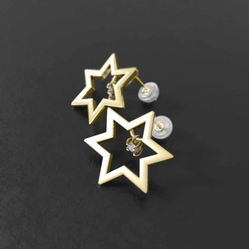 タンザナイト ジュエリーピアス 一粒石 大サイズ k18イエローゴールド 12月誕生石 スター 六芒星の画像