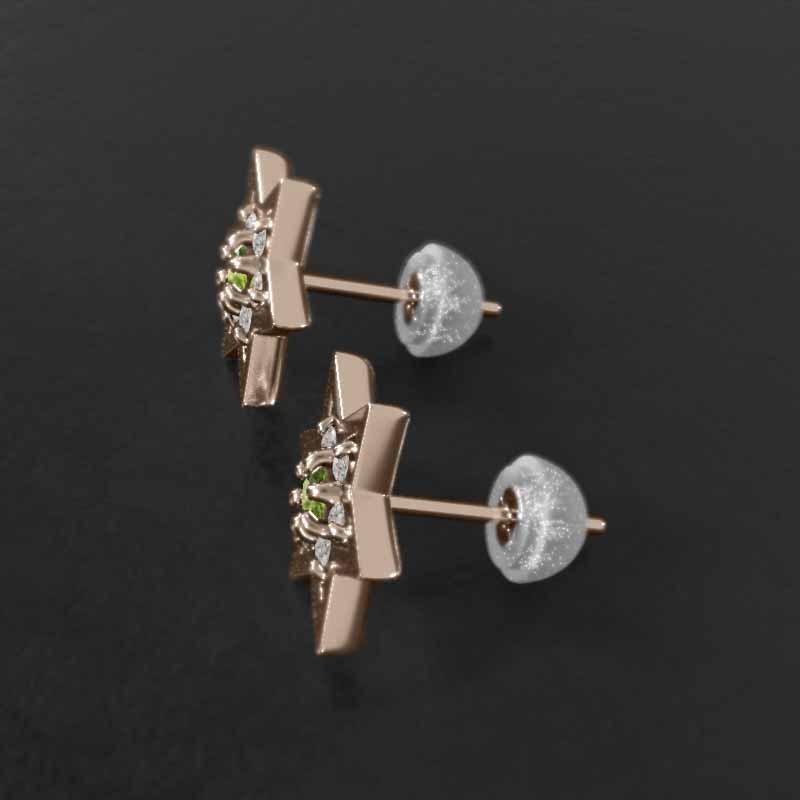 k18ピンクゴールド スター 六芒星 ペリドット ジュエリーピアス 小サイズ 8月誕生石の画像