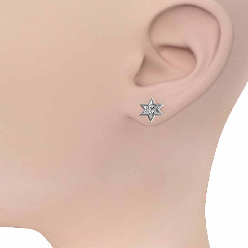 スター 3月の誕生石 六芒星 k18ホワイトゴールド 小サイズ ピアス アクアマリンの画像