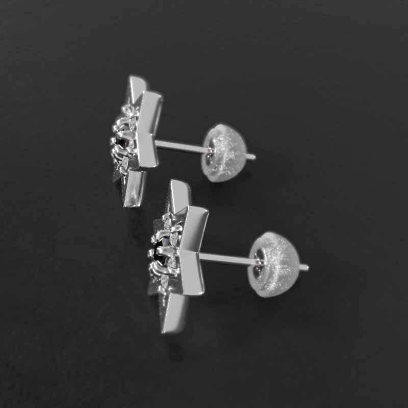 4月の誕生石 k18ホワイトゴールド 六芒星 ピアス 小サイズ ブラックダイヤモンド スターの画像