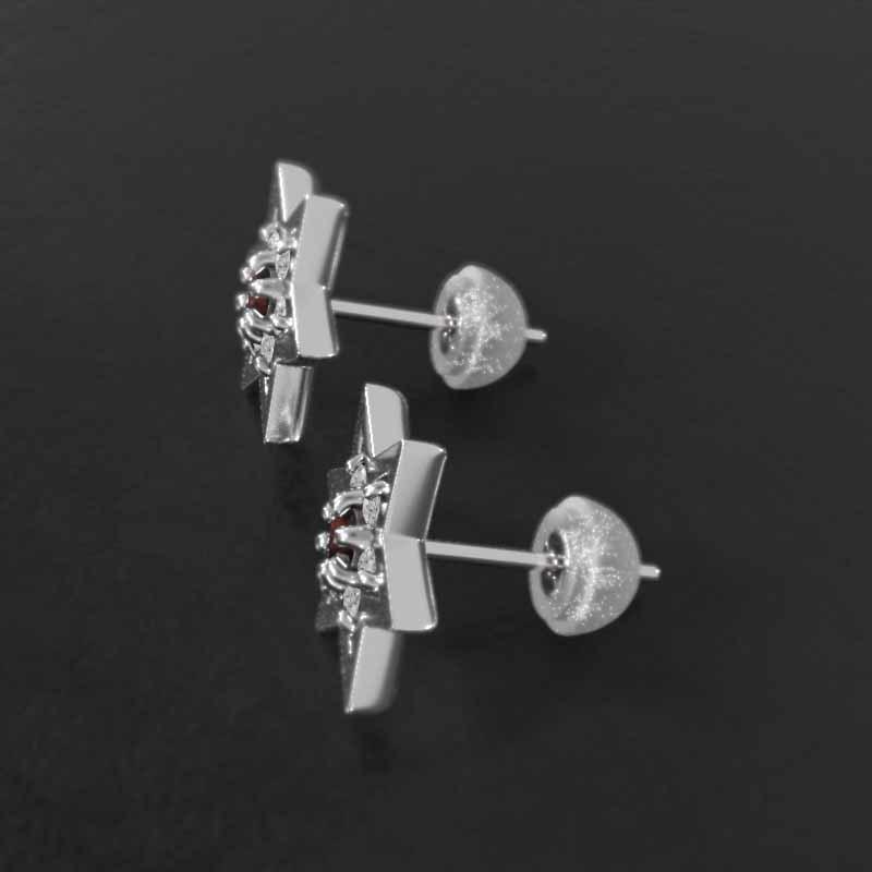 小サイズ ガーネット 六芒星 1月誕生石 k18ホワイトゴールド ジュエリーピアス スターの画像