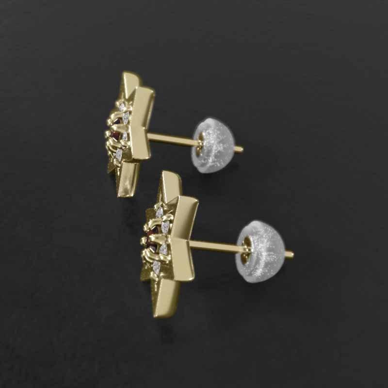 ガーネット ジュエリーピアス 六芒星 1月誕生石 18金イエローゴールド スター 小サイズの画像