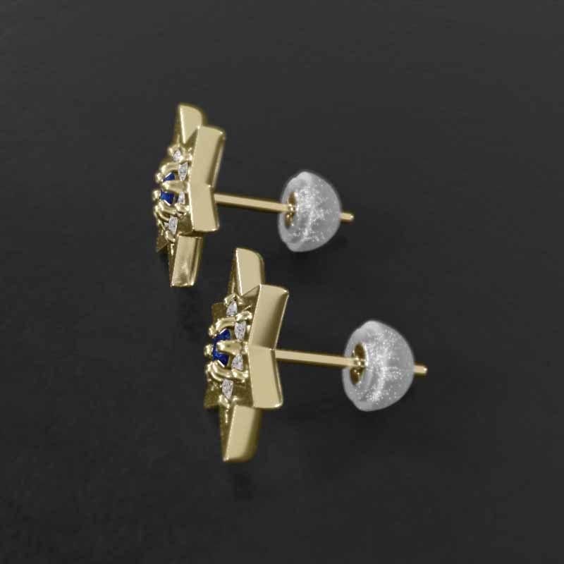 サファイア(青) 六芒星 ピアス スター 9月誕生石 小サイズ 18金イエローゴールドの画像