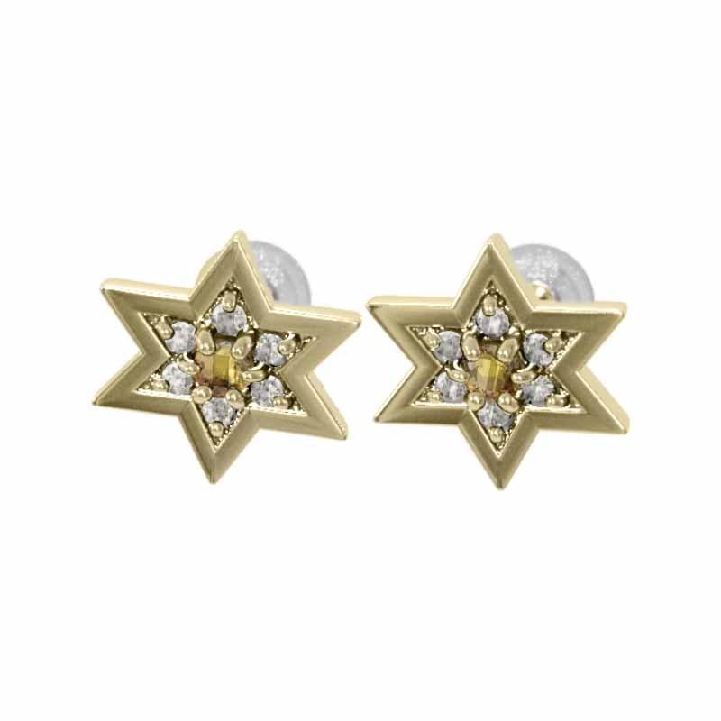 ジュエリーピアス 11月誕生石 六芒星 スター 小サイズ k18イエローゴールド シトリン(黄水晶)の画像