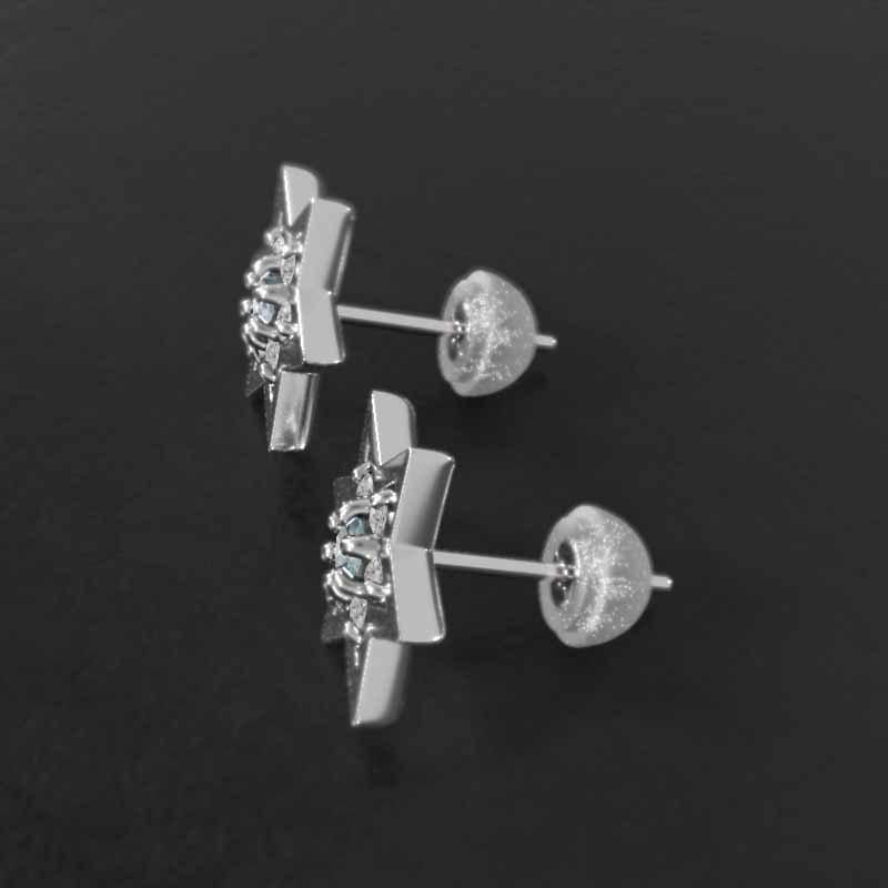 ジュエリーピアス スター 3月誕生石 Pt900 小サイズ アクアマリン 六芒星の画像