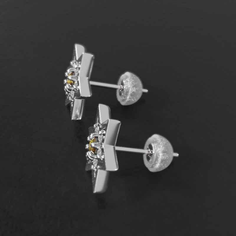 ジュエリーピアス 小サイズ Pt900 11月の誕生石 六芒星 シトリントパーズ スターの画像