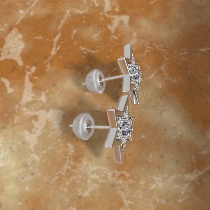 ジュエリーピアス k18ホワイトゴールド 六芒星 中サイズ タンザナイト 12月誕生石 スターの画像