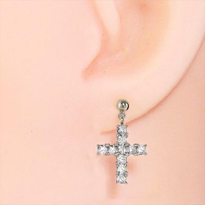 約0.67カラット ジュエリーピアス ダイアモンド プラチナ900 クロス 4月誕生石の画像