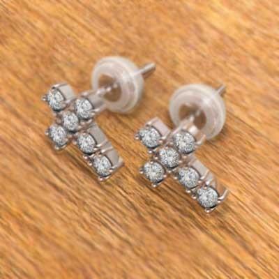 ジュエリーピアス プラチナ900 ダイヤモンド 4月誕生石 クロス 約0.37カラットの画像