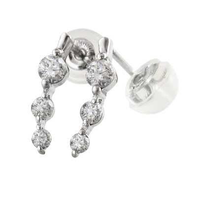 ペア ピアス ダイヤモンド ホワイトゴールドk18 4月誕生石 キャッチ付き