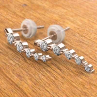 ファイブストーン ダイアモンド ジュエリーピアス k18ピンクゴールド 約0.41カラット 4月誕生石の画像