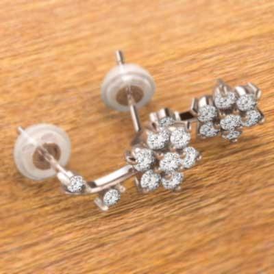 天然ダイヤモンド ピアス k18ピンクゴールド フラワー 4月誕生石 約0.46カラットの画像